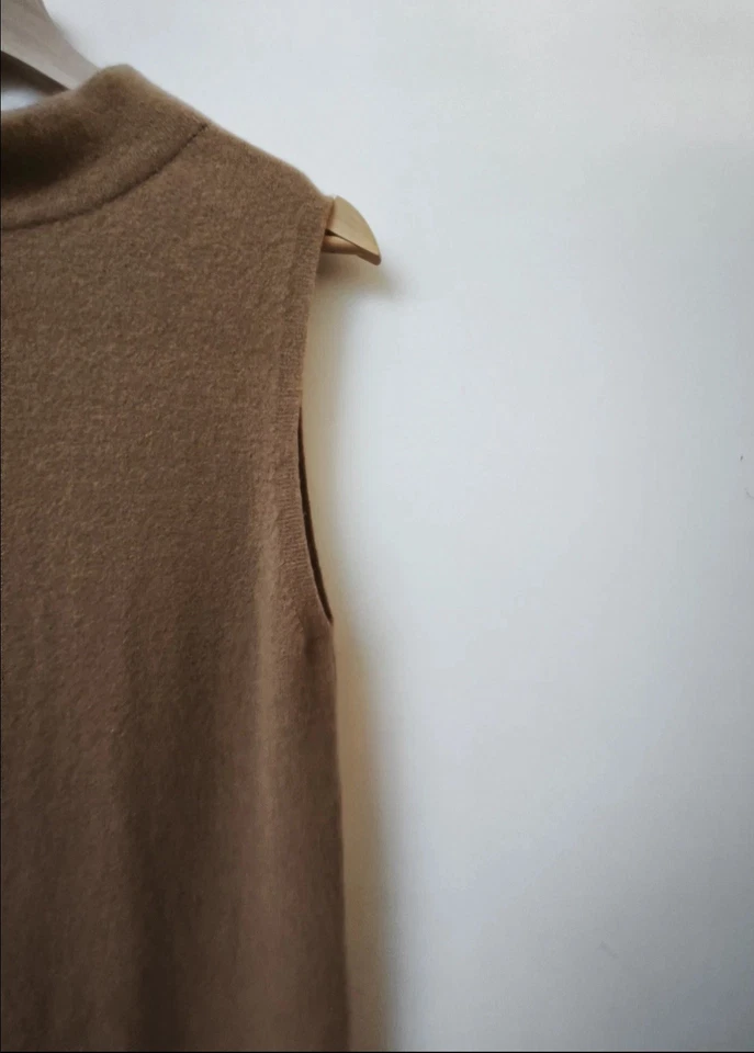 Massimo Dutti Camel Wool Sleeveless Knit Dress / Long Sweater Vest / Tunic_S - Image 4 of 4