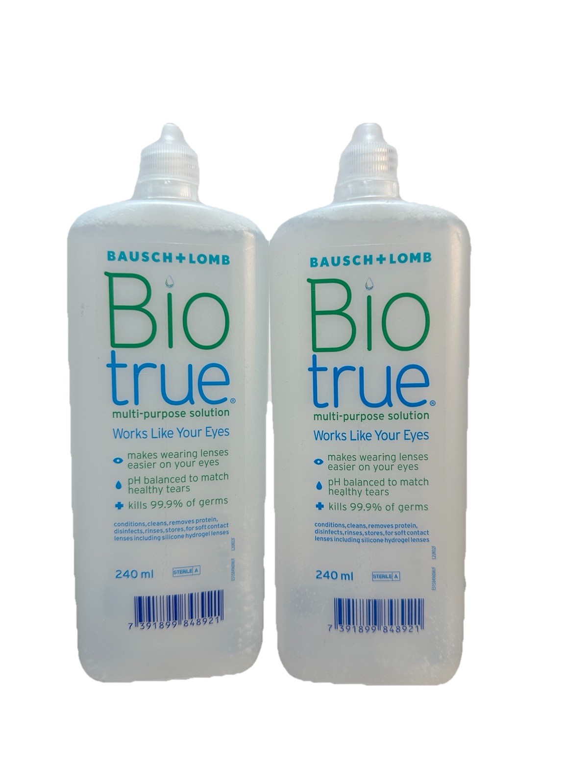 2 x BAUSCH + LOMB Biotrue MULTI-PURPOSE SOFT CONTACT SOLUTION 240ml