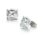 Pair Man Woman Earring Steel & Stone Diamond White Carre New C
