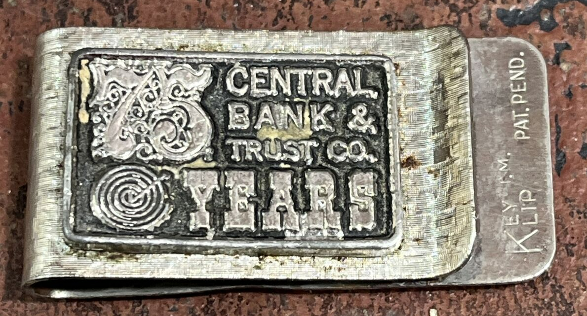 Vintage Money Clip from Central Bank & Trust Co. 75 years Money Clip-image
