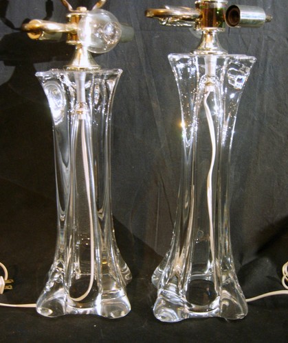 Pr. French Crystal Lamps MCM Signed Fabrique Made in France Hollywood Regency - Picture 5 of 8
