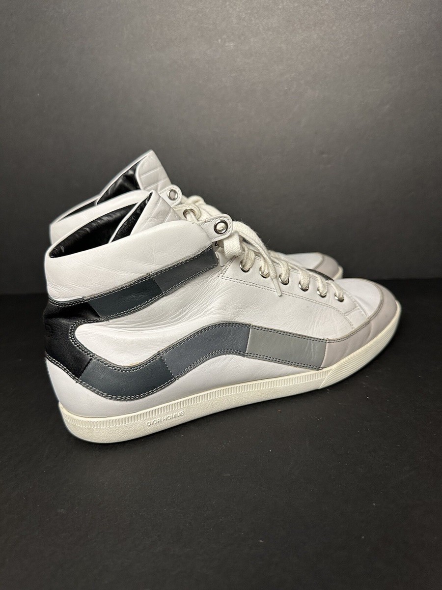 Men's Christian Dior Homme High Top White Leather Sneakers Men's Christian Dior Homme High Top White Leather Sneakers