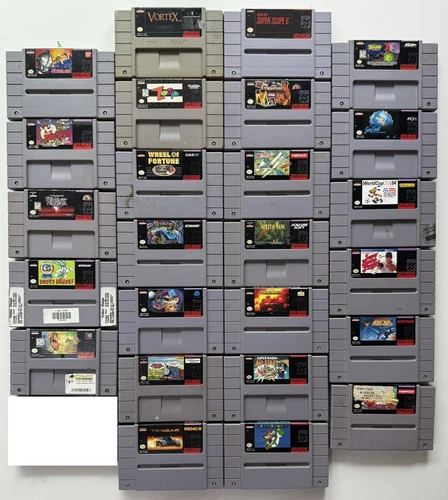 25 Super Nintendo SNES Games Lot Mario World, All Stars, Secret of Mana, Retro