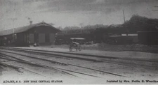 C.1910 RPPC Adams NY Central Train Station Tracks Carriage Wagon Real Photo Vtg