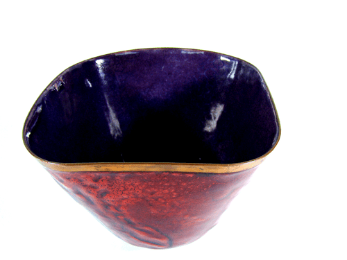 Unique Copper Enamel Bowl Vase Vessel Emaille Gio Ponti Era, Italy vintage 1950s - Picture 6 of 9