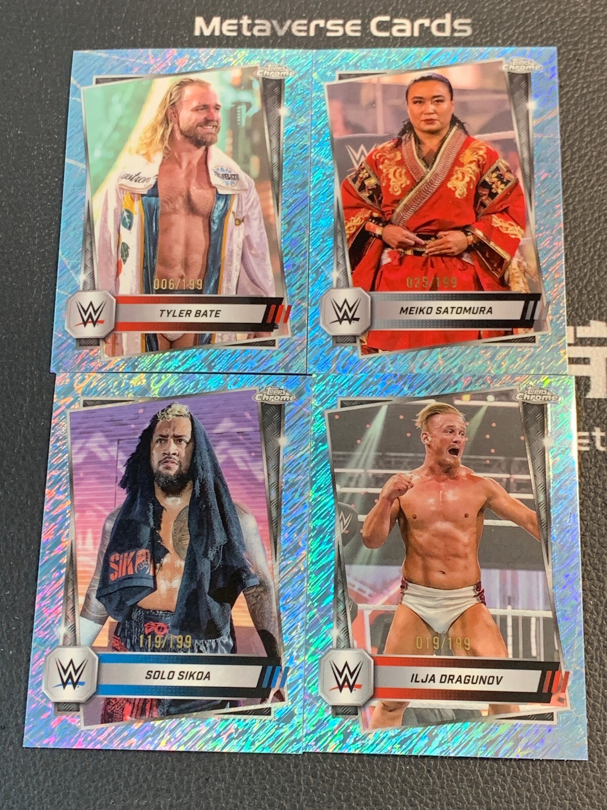 2025 Topps Chrome WWE Tyler Bate Solo Sikoa Aqua Shimmer /199 Lot*4