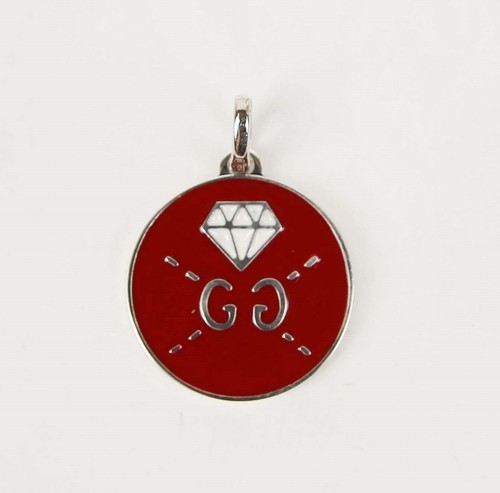 Gucci Red Enamel Round Silver Pendant 