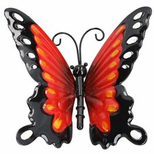 Pequeño ornamento de arte de pared de jardín/hogar mariposa de metal rojo 3D ...