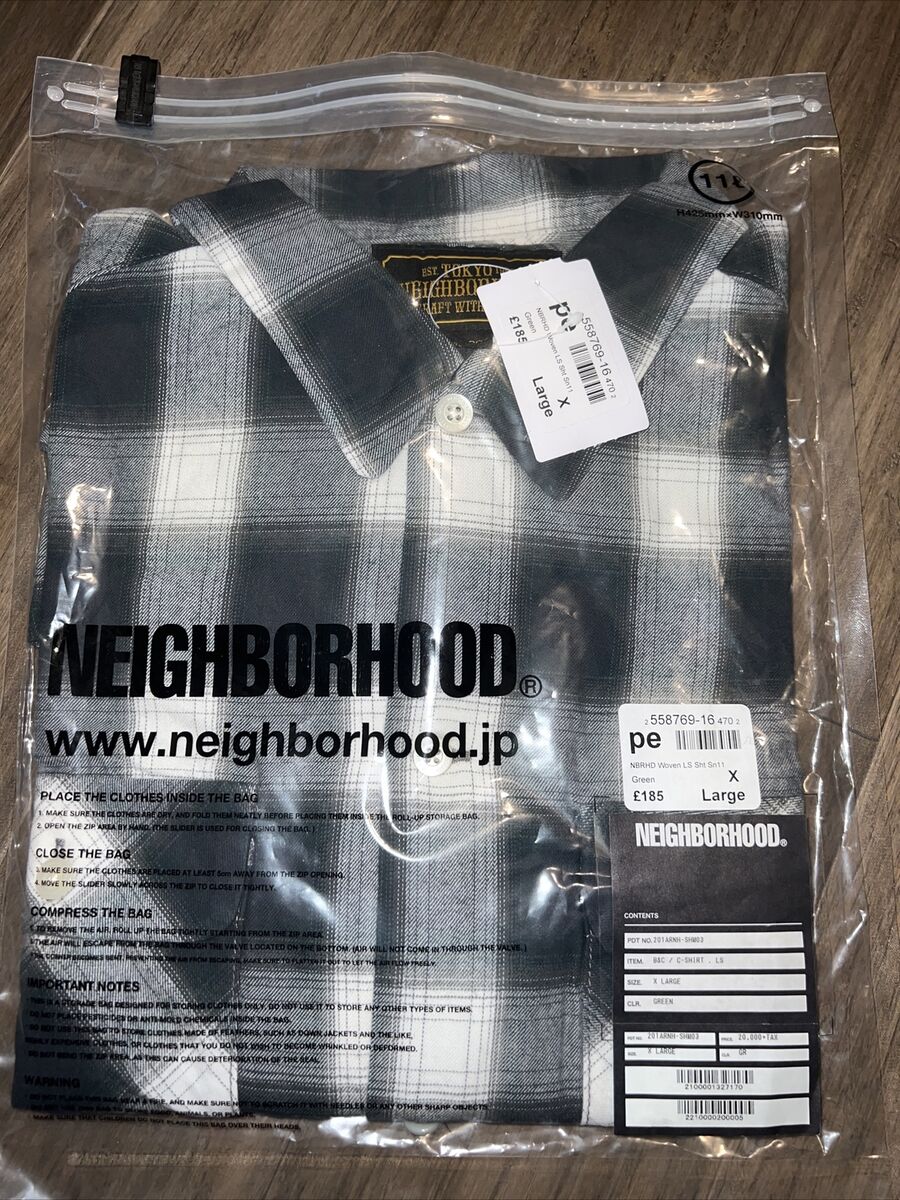 Neighborhood Shirt Check Flannel B&C C-Shirt Ls GREEN X-Large New With Tags Neighborhood Shirt Check Flannel B&C C-Shirt Ls GREEN X-Large New With Tags