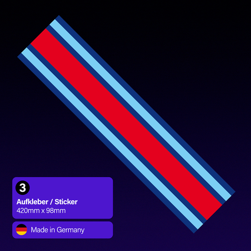 3x Racing Streifen 42x10 cm Aufkleber Sticker Vespa Dekor GULF Martini