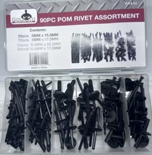 90pc Goliath Industrial Pom Rivet Assortment Kit 4 Different Sizes- PRA90