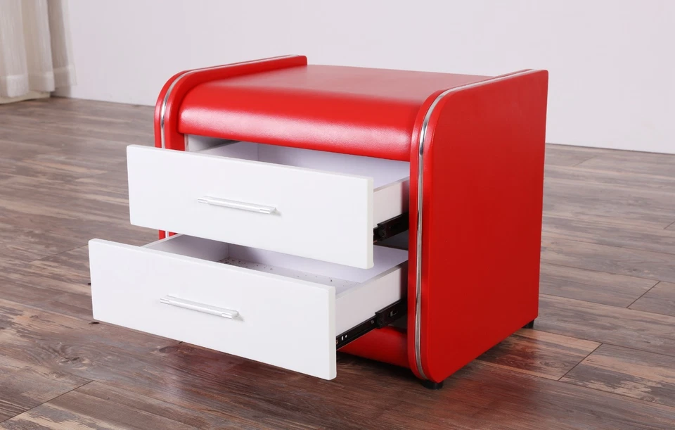 Contemporary and Modern Nightstand with 2 Spacious Drawers and Silver Handles - Image 4 of 4