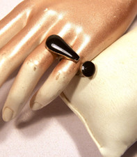 Womens Mid Century Costume Jewellery Chunky Exclamation Mark Adjustable Ring