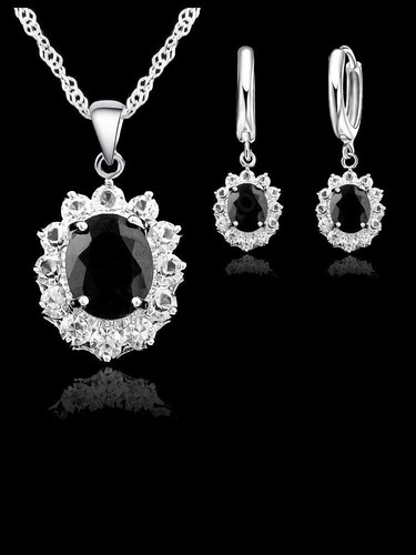 Elegant Princess Wedding Jewelry Set 925 Silver Cz Necklace Earrings Gift - Picture 8 of 24