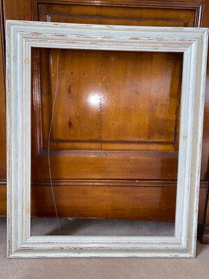 Großer verzierter Schnitzer Holzrahmen französisch grau Bild Gemälde Vintage Shabby Chi