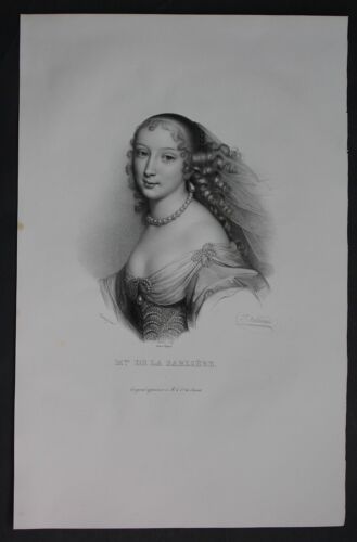1830 - Marguerite de la Sabliere Lithographie Portrait Folio - Afbeelding 1 van 1