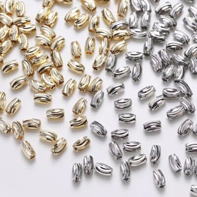 20pcs Smooth Tube Bead,Barrel Shape Bead,14k Gold plated Brass Rice Spacer Beads