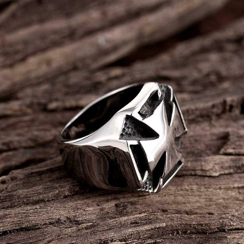 Mens Stainless Steel Black/Silver Religious Holy Cross Biker Ring Size 11 #DR50 - Picture 3 of 6