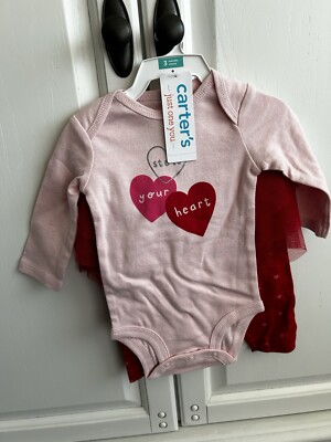 3M Carter's Just One You Valentine's Stole Your heart bodysuit leggings tutu