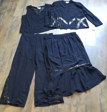 NWT Tally Taylor 4 Piece Set Plus Size 24W Skirt Shell Blouse Pants Black Dressy