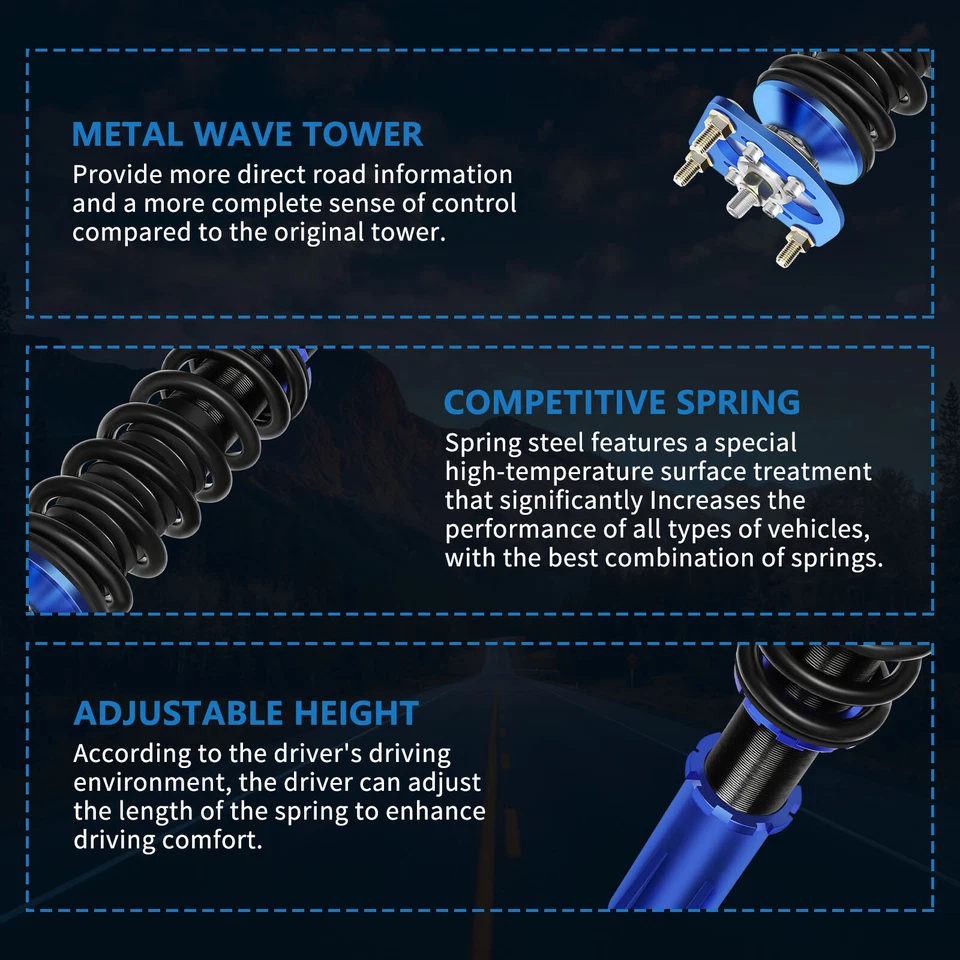 Juego de suspensión para Ford Mustang 1994-2004 Coilovers Ajustable Amortiguadores de puntales de altura Foto 3 de 4