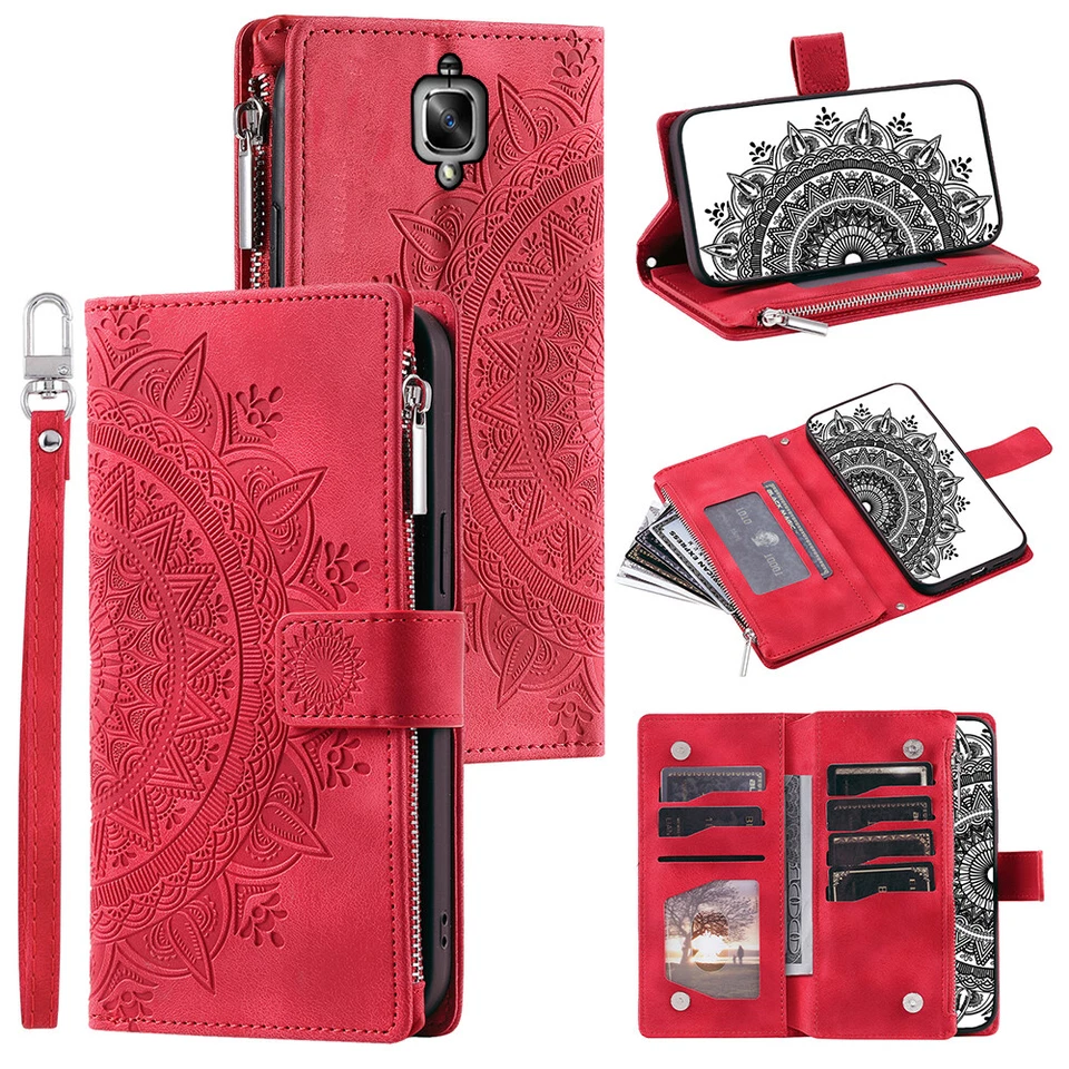 Funda para OnePlus 3 3T Cuero Datura Cremallera Ranuras para Tarjetas Abatible Billetera Bolsillo Cubierta Foto 3 de 4