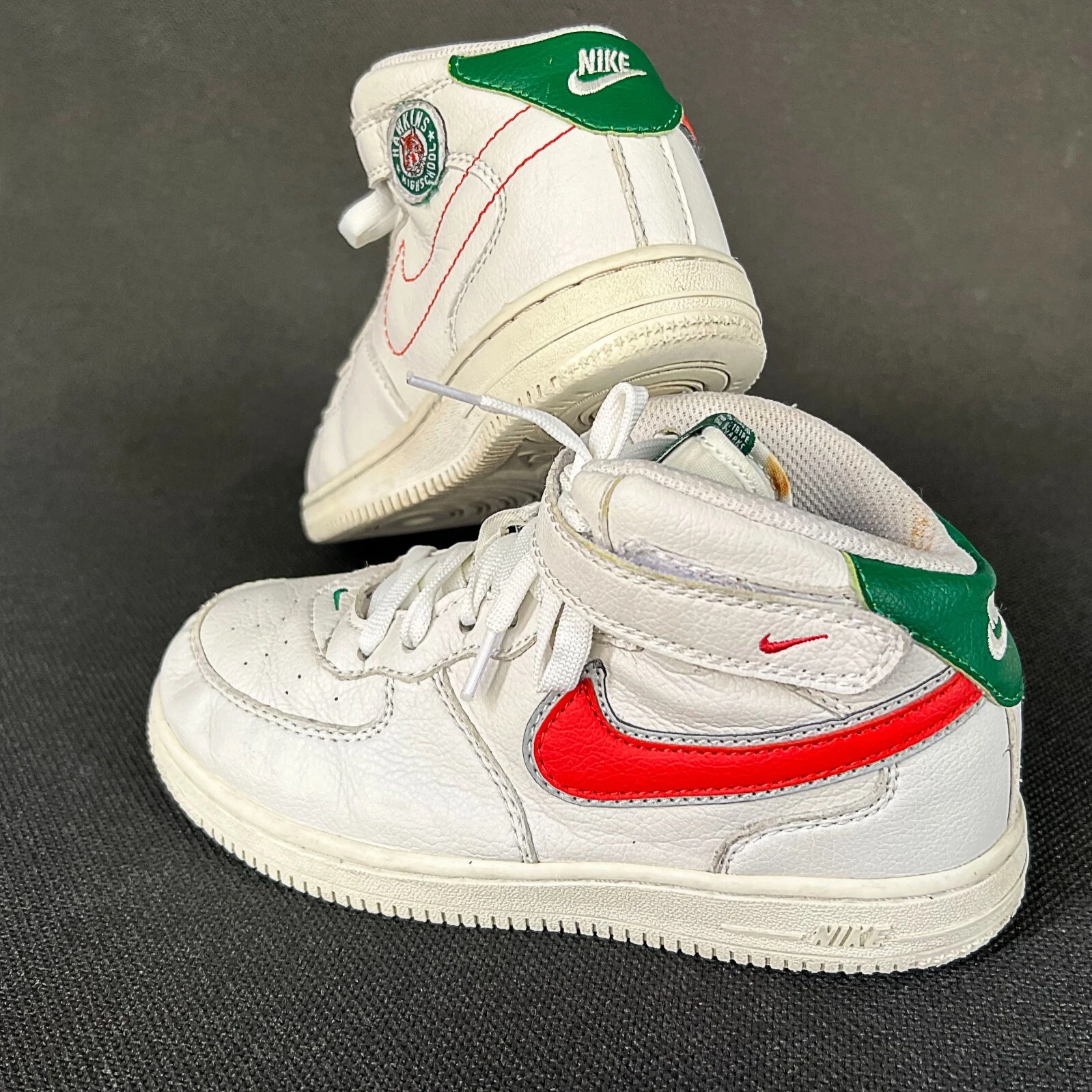 Nike Air Force 1 Mid Hawkins Highschool 2019 bambino bianco verde 314193 100 taglia 2 anni