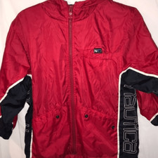 Nautica Boy's Full Zip Hooded Classic Windbreaker Jacket Red Black Size XL 7 