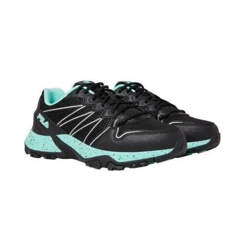Fila Women's Quadrix Trail Running Sneaker Shoes Black/Mint Green Size 6.5