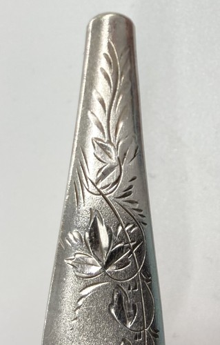 VTG Sterling Silver Teaspoon Brooch Pin Etched Floral 10.5 grams Metal Craft - Picture 2 of 8