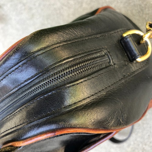 VTG OROTON Sydney Leather Bowling Purse Hand Bag Black Shiny Crossbody Womens - Picture 6 of 16
