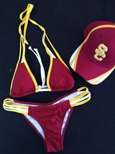 Jelly Swimwear Team Bikini Maroon/Yellow/White Size Large