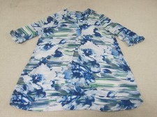 Valerie Stevens Womens Dress Large Blue Casual Floral Pattern Short Sleeve