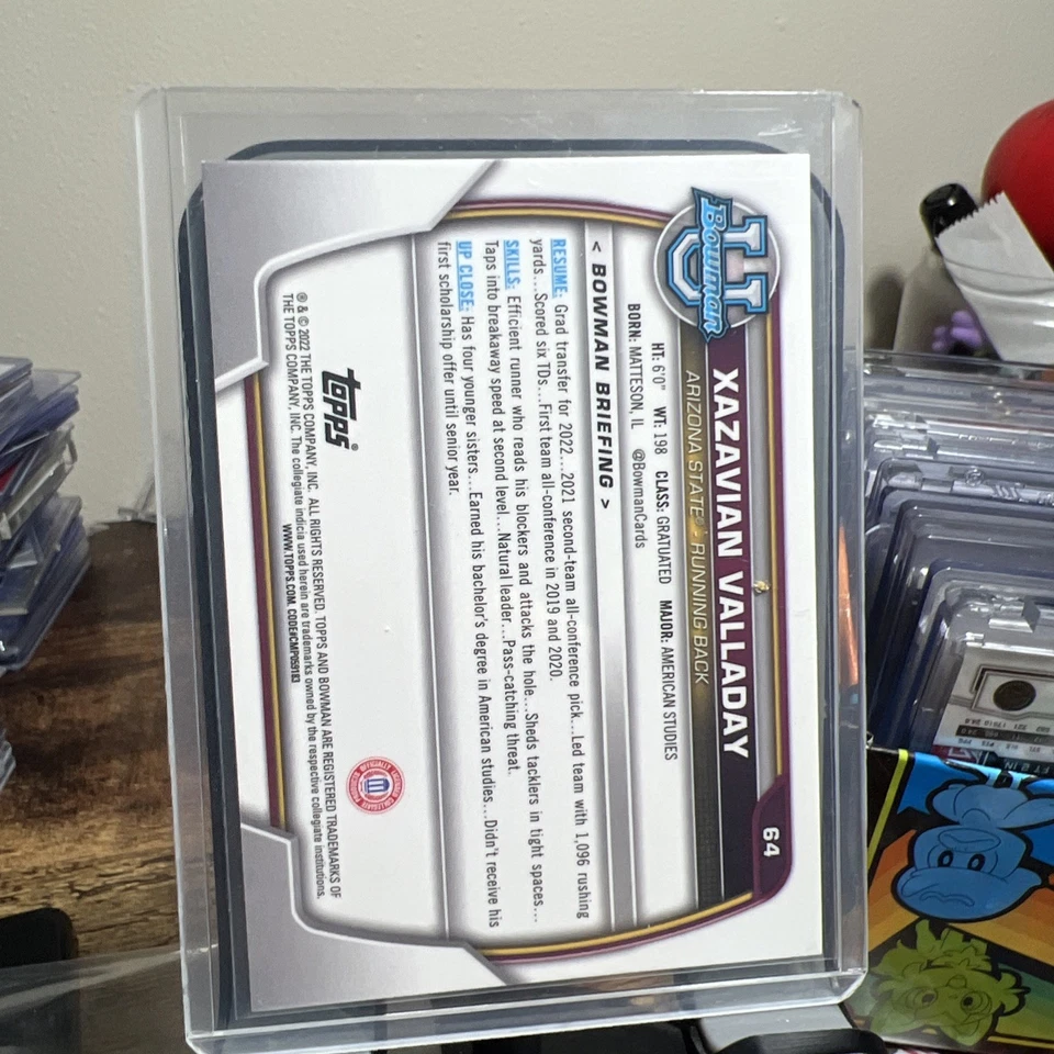 2022 Bowman University Chrome - Xazavian Valladay #64 Pink Refractor (RC) - Image 2 of 2