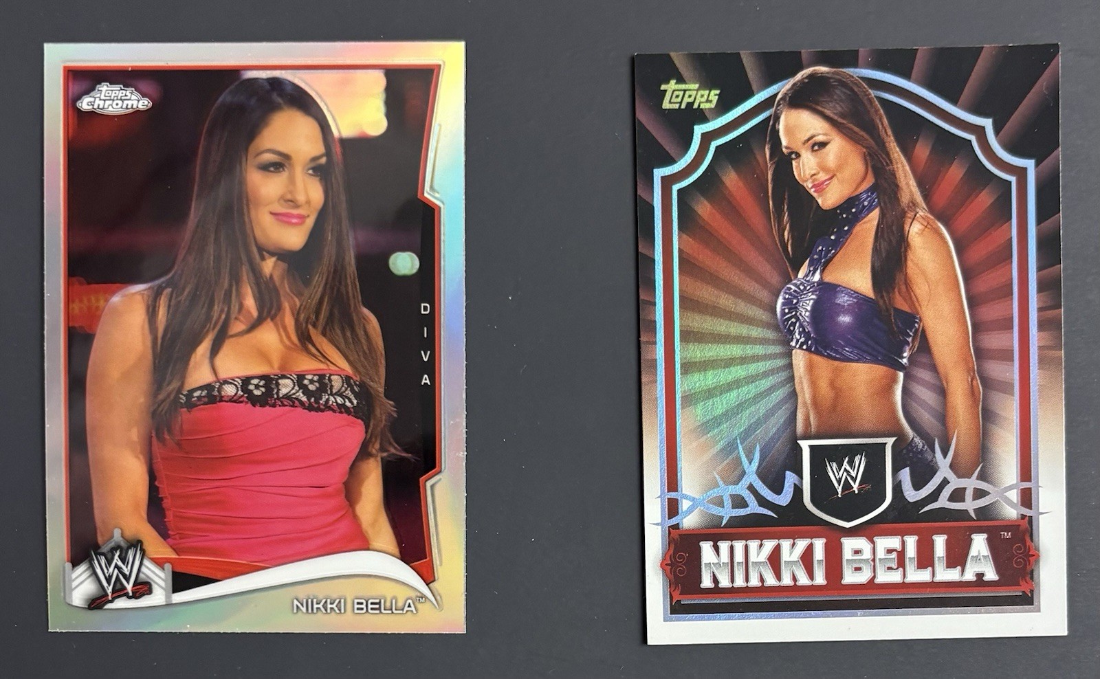 2014 WWE Topps Chrome Nikki Bella Refractor and 2011 Topps