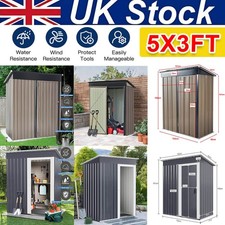 5 x 3ft Metal Garden Shed Outdoor Tool Storage Organizer Small House Grey UK