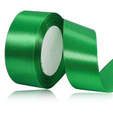 Green Satin Ribbon 1-1/2 Inches x 25 Yards, Solid Color Fabric Ribbon for Gif...