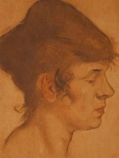 Woman portrait woman portrait unknown signed color etching around 1900