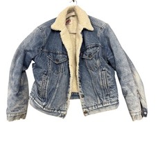 Vintage Levi's Jacket Mens 42 Blue Denim Sherpa Lined Trucker 70508 USA Western
