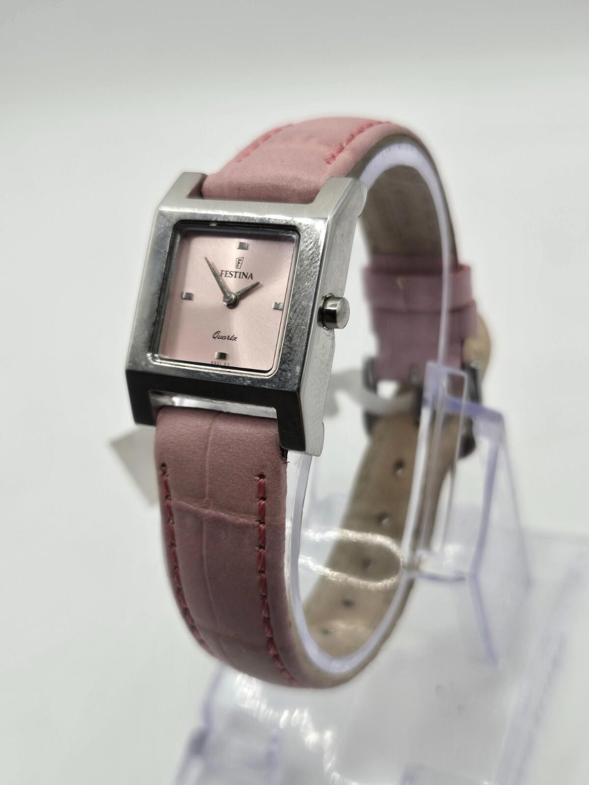 Festina Pink Ladies' Stainless Steel Silver Leather Watch