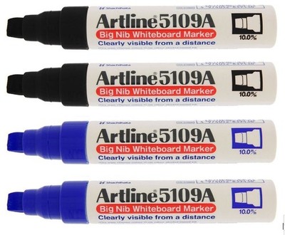 Artline 5109A Big Nib 10mm Dry Erase Extra Thick Whiteboard Markers, 4 Marker...
