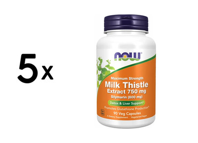 5 x Now Foods Milk Thistle Extract 750mg (90 vcaps) (237,02 EUR/kg)