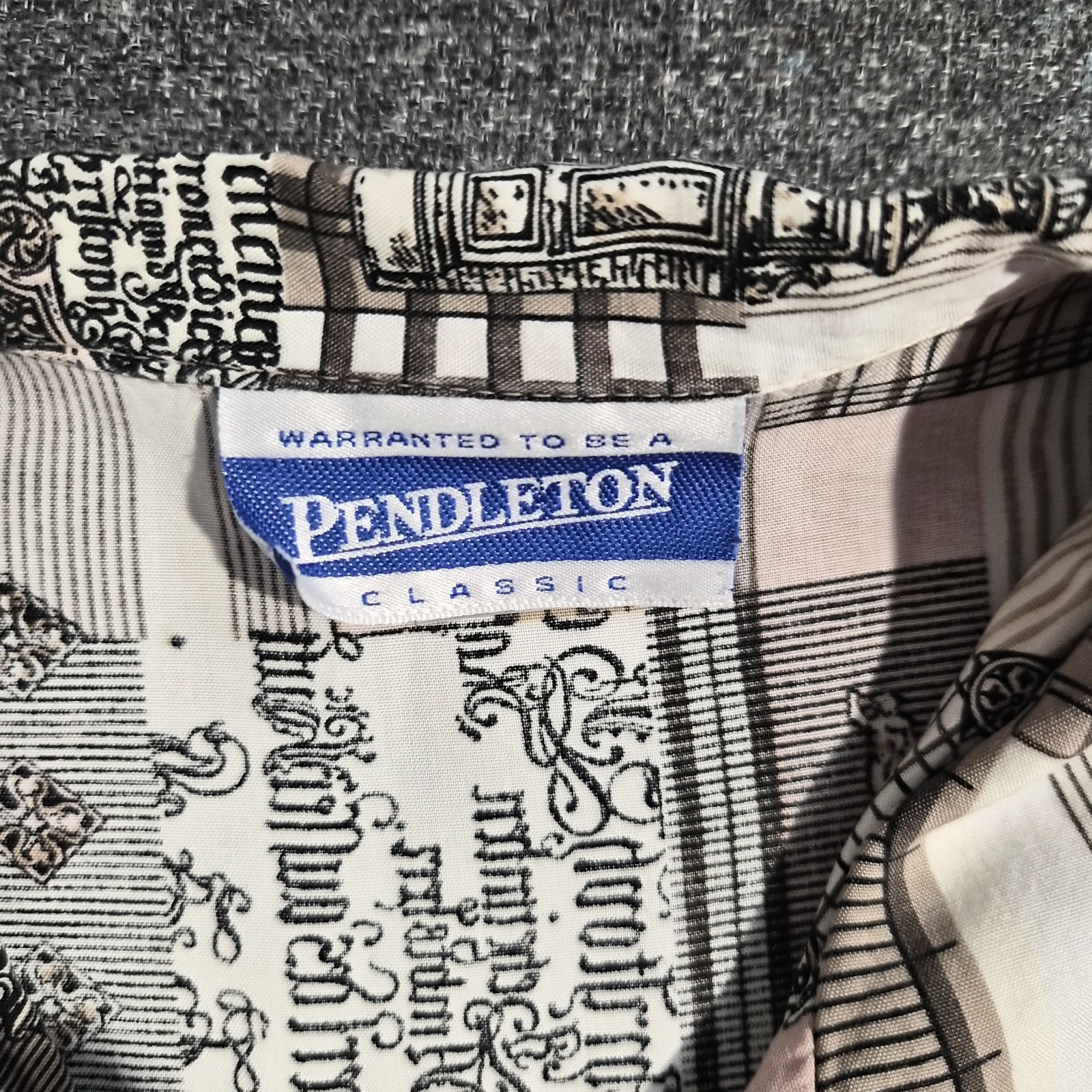 80-90s Pendleton Geometric Patchwork Rayon button… - image 2