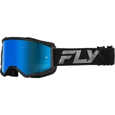 Fly Racing Black/Black Zone Goggles w/Sky Blue Mirror/Smoke Lens 37-51525