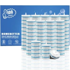 100 Count Disposable Toilet Bowl Wand Refills Prefilled with 2X Cleaning Solu...