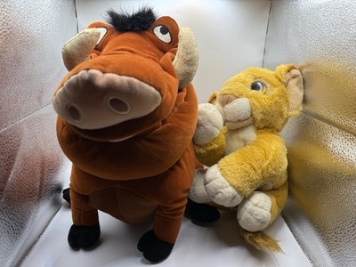 Vintage Disney Lion King Simba & Pumbaa Plush Set Authentic Disney Store