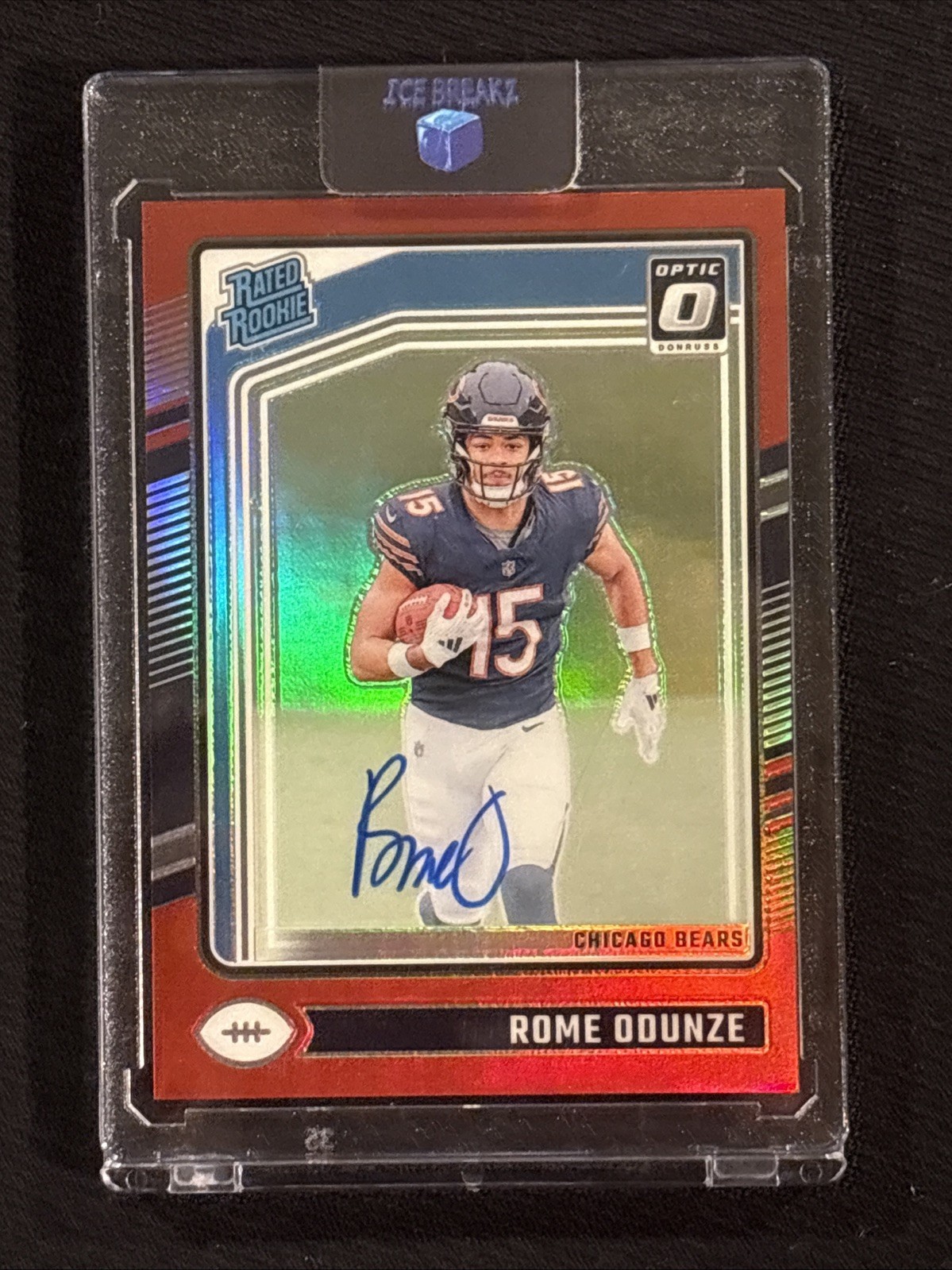 2024 Donruss Optic Rome Odunze RC Rated Rookie Red Prizm Auto /75 #286 Bears