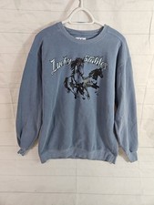 Home Wurk Womens SZ L Gray Blue Sweatshirt Cow Girl At Heart