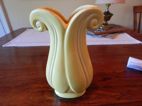 Vintage Brush McCoy Mod # 204 Yellow Art Deco Vase