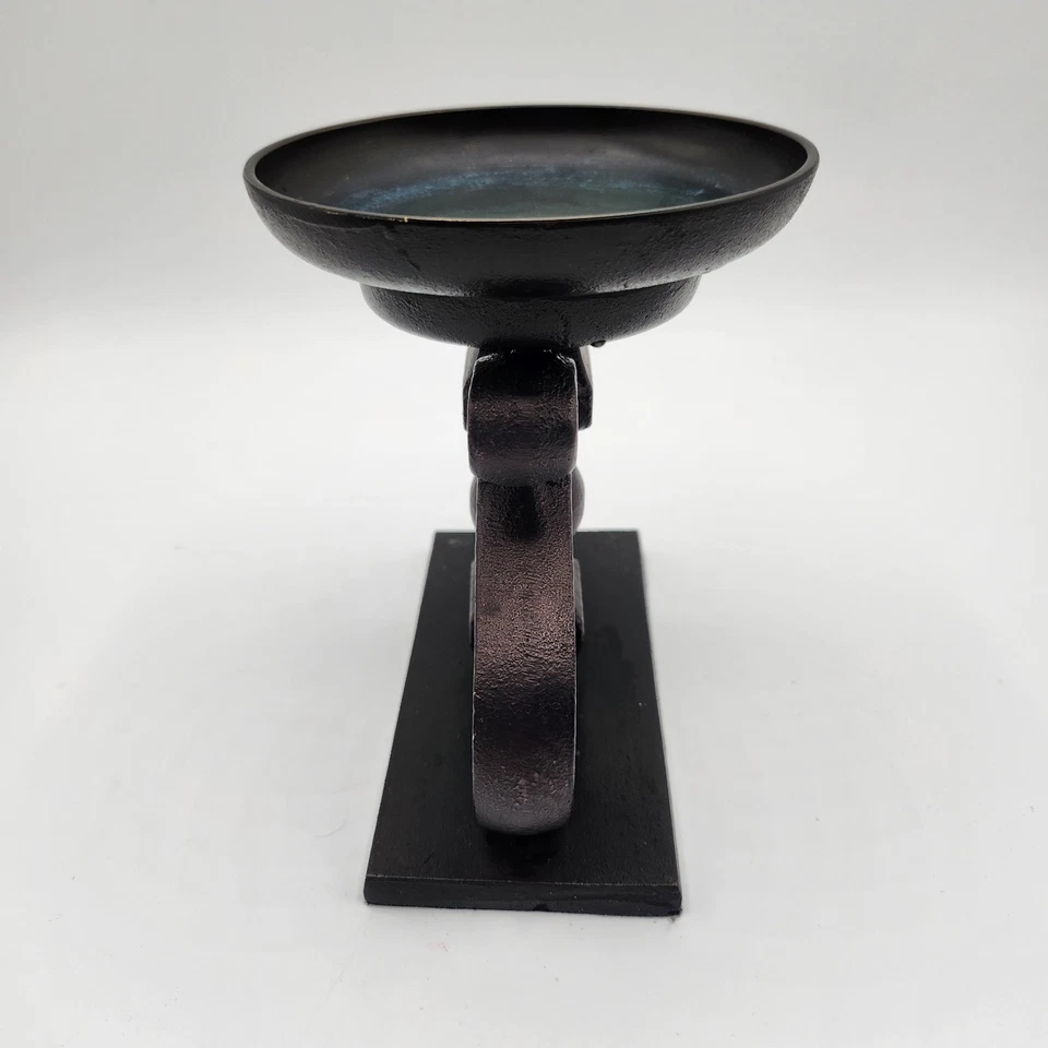 Juego de 2 candelabros de pilar de metal negro Pottery Barn pergamino arquitectónico Foto 3 de 4